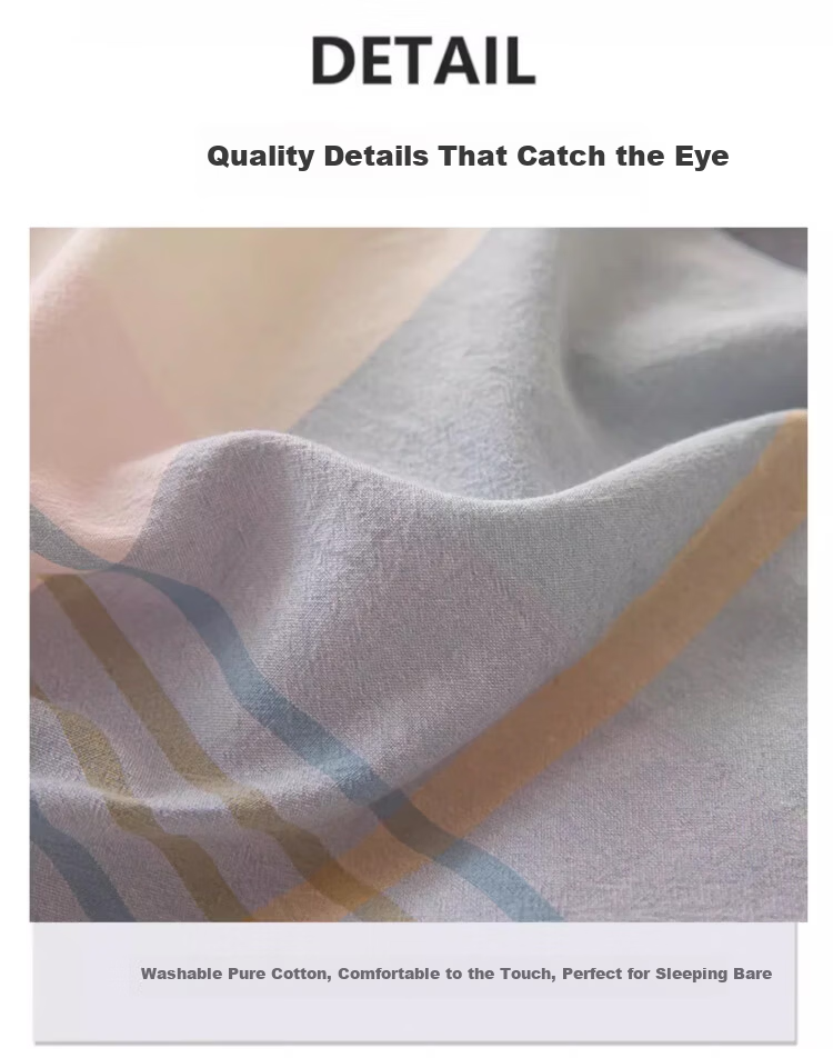 MUJI 100% Cotton Four-Piece Bedding Set Antibacterial AB Version Double-Sided Sheet and Duvet Cover 200x230cm 1.5/1.8m Bed British Blue Plaid 11