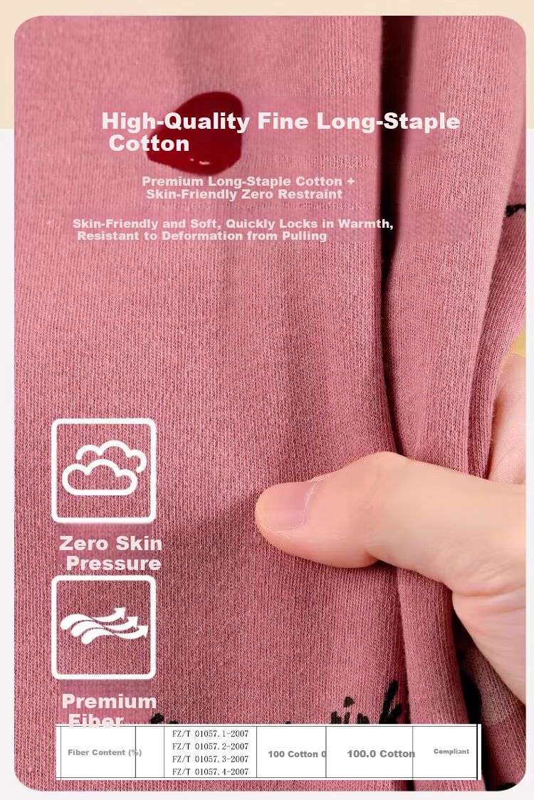 Langsha Mom Women's Autumn Thermal Underwear Set Plus Size Cotton Antibacterial Printed Knitwear Warm Innerwear for Middle-aged and Elderly 3