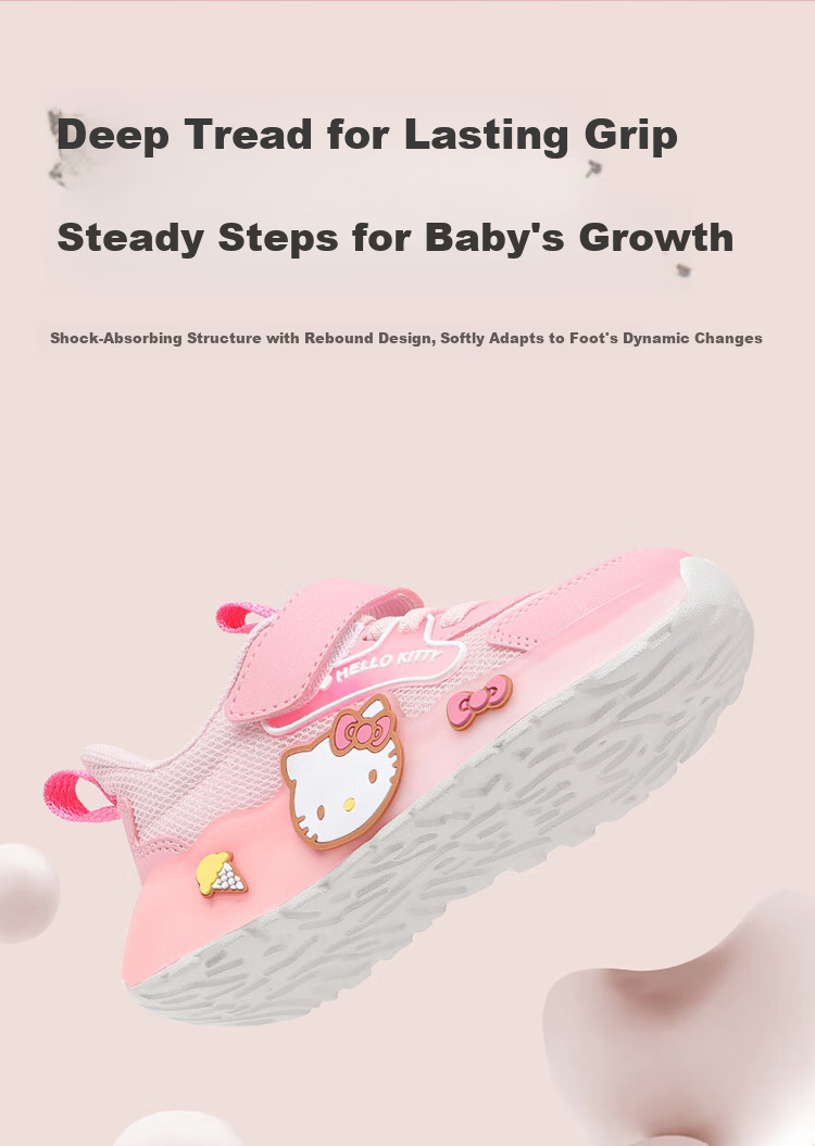 Hello Kitty Kids Girls Sports Shoes Melody Children's Light-Up Running Shoes Lightweight Sneakers 6601 Mauve Pink Size 28 6