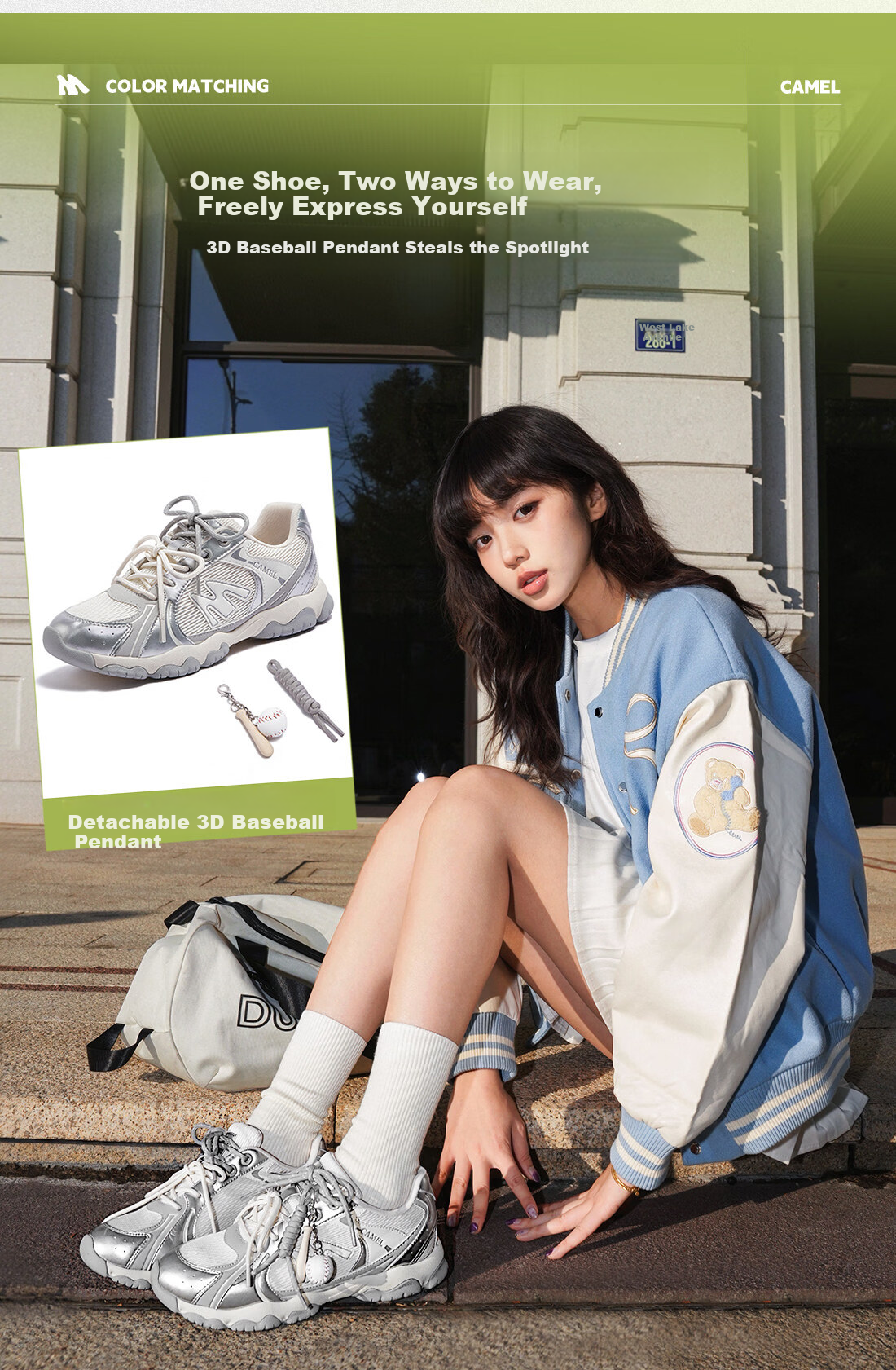 CAMEL Li Keyi Same Style Lightweight Cloud Training Shoes Women Thick Sole Casual Shoes L26S076027 Blue Size 35 8