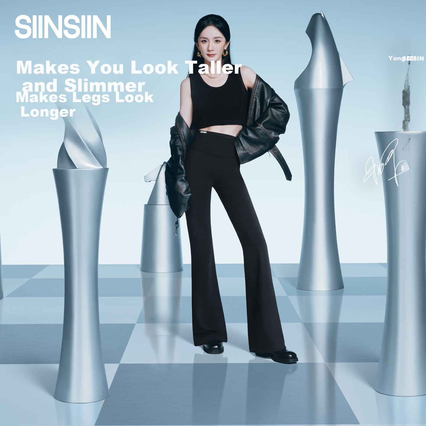 SIINSIIN Yang Mi Style 2026 Spring Autumn New Flared Yoga Pants Women's Shark Flare Trousers