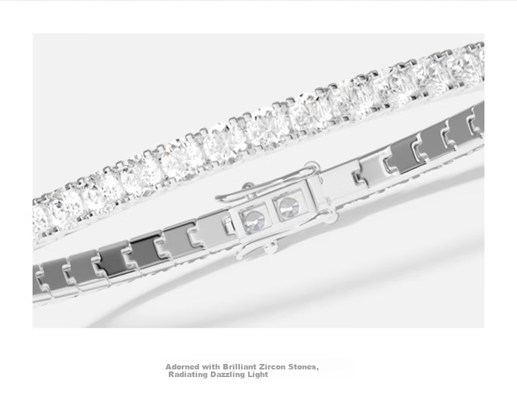 APM Monaco Micro Pave Zirconia Bracelet Minimalist Tennis Bracelet Silver White XS 3