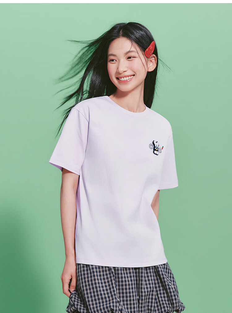Semir BB Collaboration 100% Cotton Women's Short Sleeve T-Shirt 2026 Summer Breathable Loose Fit Crew Neck Top 109326100021 29