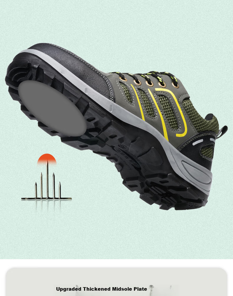 LAOGUANJIA Men's Breathable Durable Hiking Steel Toe Safety Work Shoes Anti-Smash Anti-Puncture Comfortable 551 Size 43 7