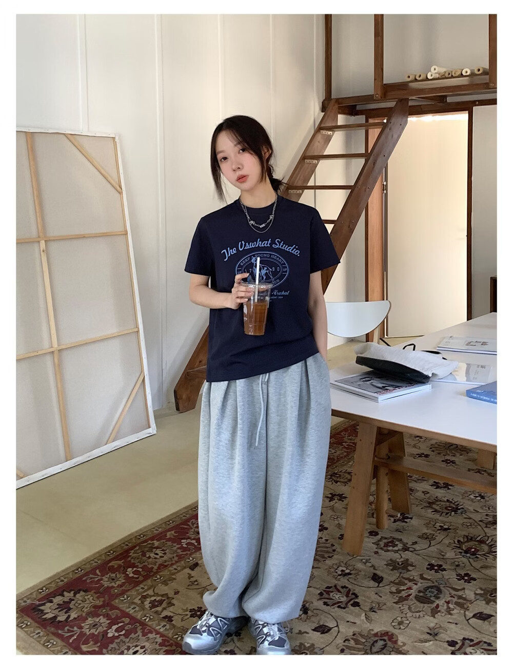 ICH MODE "Puppy Travelogue" Korean Retro College Style Chic Shoulder Short Sleeve T-Shirt Women Casual Top White M 13