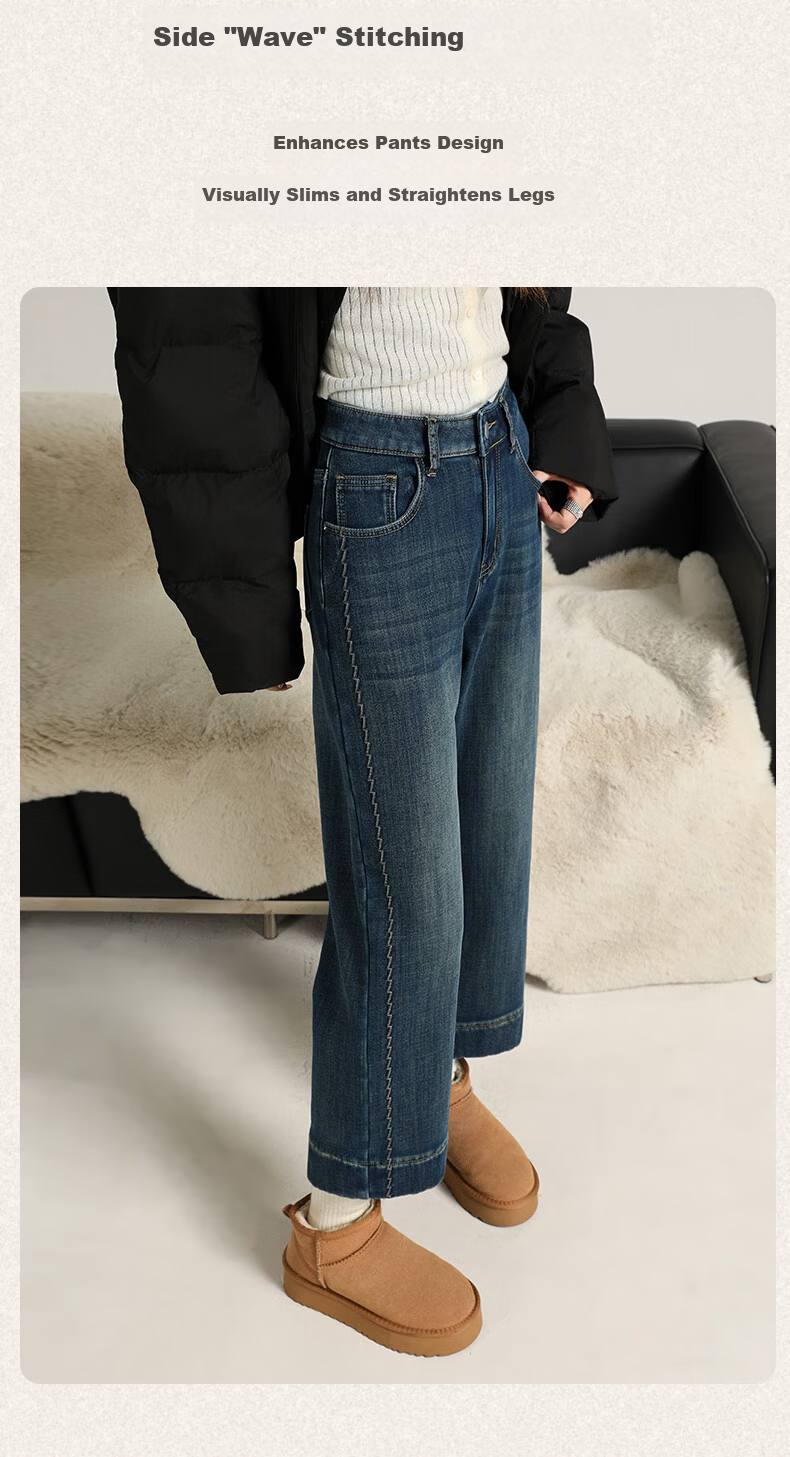 Langsha Women's 9/10 Length High-Waist Stretch Straight-Leg Loose Fit Wide-Leg Jeans Spring Summer New Style 10