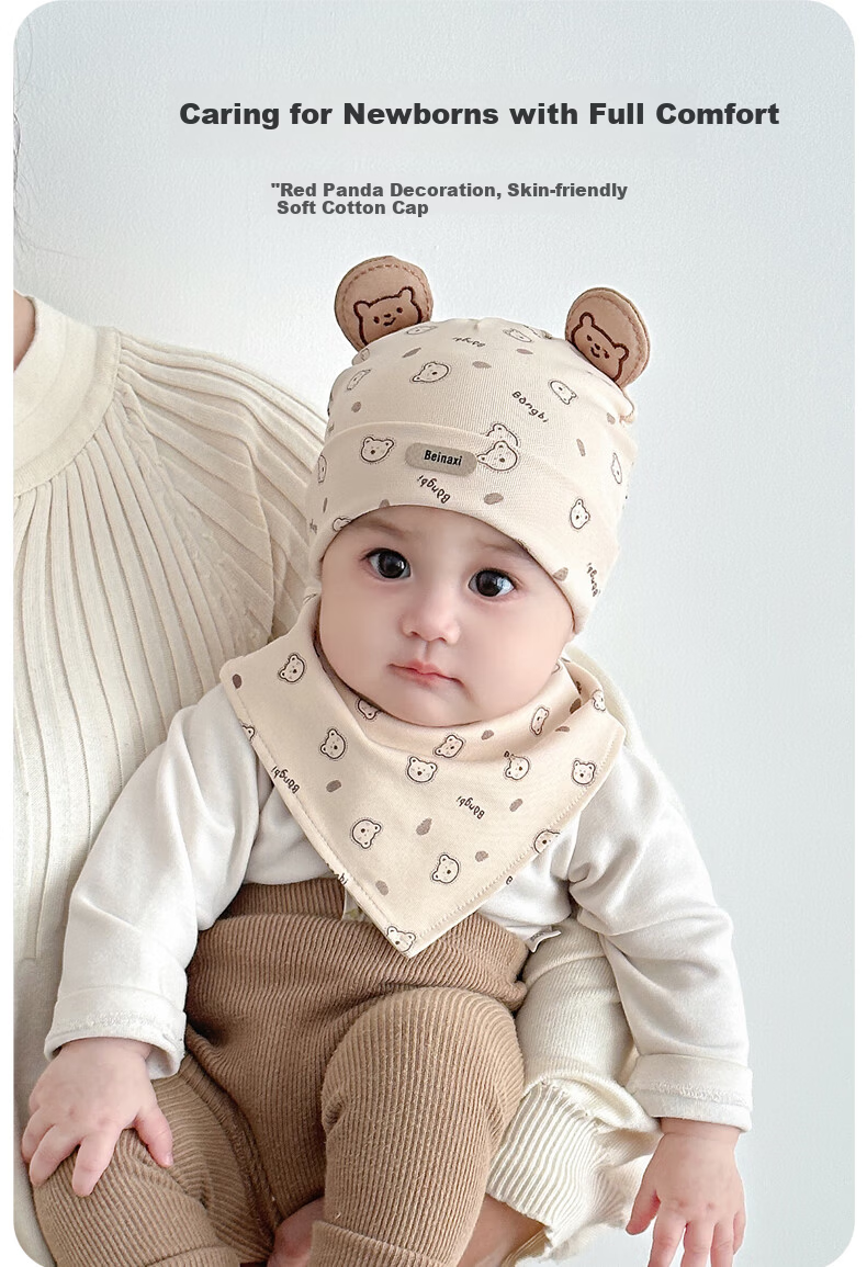 Benaxi Baby Hat Spring and Autumn Thin Newborn Soft Spot Cap Winter Ear Protection Pullover Cap Fetal Hat for Boys 1