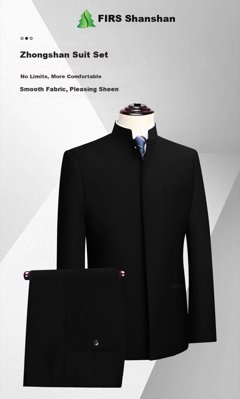 Shanshan Zhongshan Suit Set Men's Wedding Formal Stand Collar Dad Outfit New Chinese Style Groom Engagement China Style Suit 1