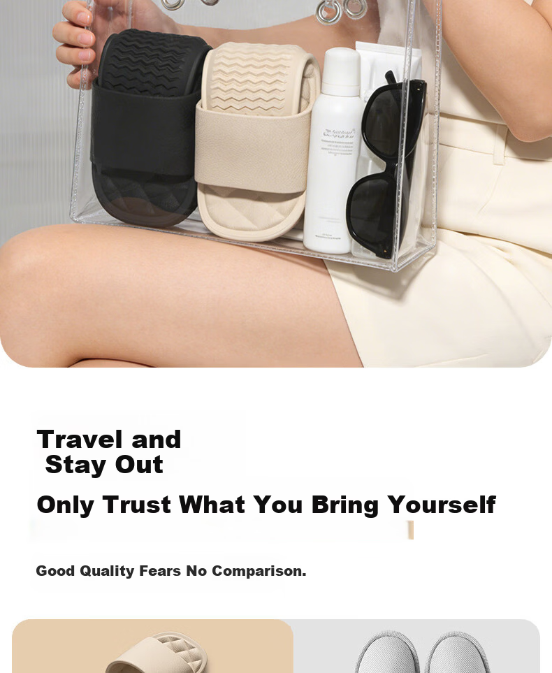 XGGC Travel Portable Slippers for Men and Women Soft Non-Slip Foldable Couple Travel Storage Slippers Black Size 42-43 1