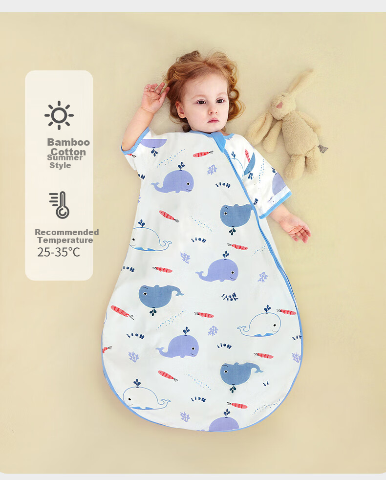 Dr. Rainbow Baby Sleeping Bag Summer Air-Conditioned Room Infant Sleep Sack Newborn Toddler One-Piece Anti-Kick Quilt Breathable Gauze Pink 27
