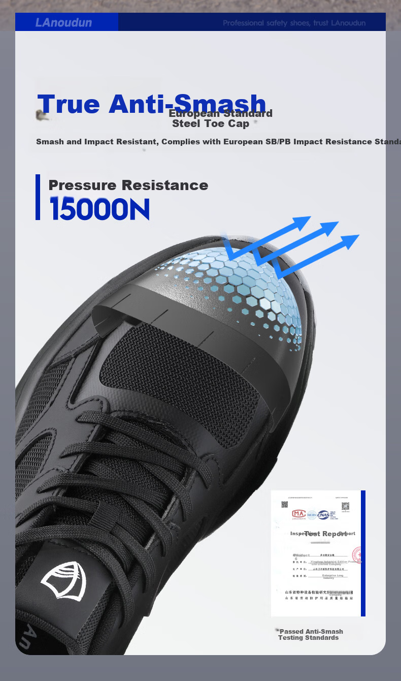 BlueOwlShield Men's Summer Breathable Lightweight Anti-Smash Steel Toe Anti-Puncture Wear-Resistant Soft Sole Safety Work Shoes D310 Size 41 8