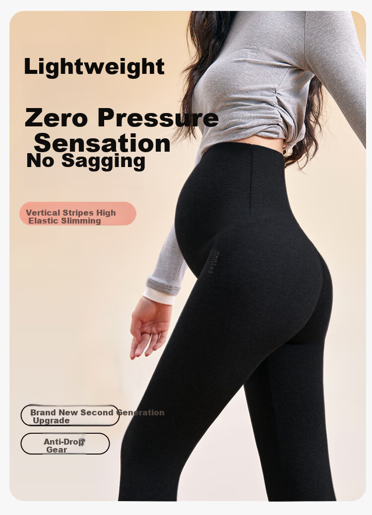 Zaisuo Maternity Leggings Yoga Pants 2025 Autumn Winter Camellia Oil Fleece Lined Seamless Ribbed Warm Maternity Cotton Pants 1