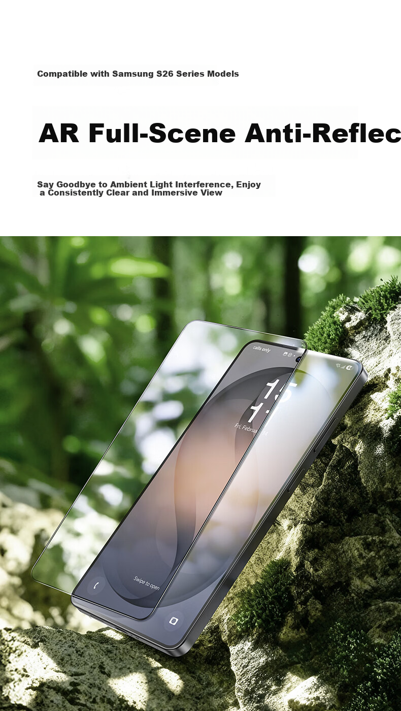 Benks Samsung S26 Ultra Anti-Glare Tempered Glass Screen Protector [Corning AR Coating] S26 Ultra Clear Anti-Reflection Eye Protection Anti-Fingerprint Full Adhesive Film 1