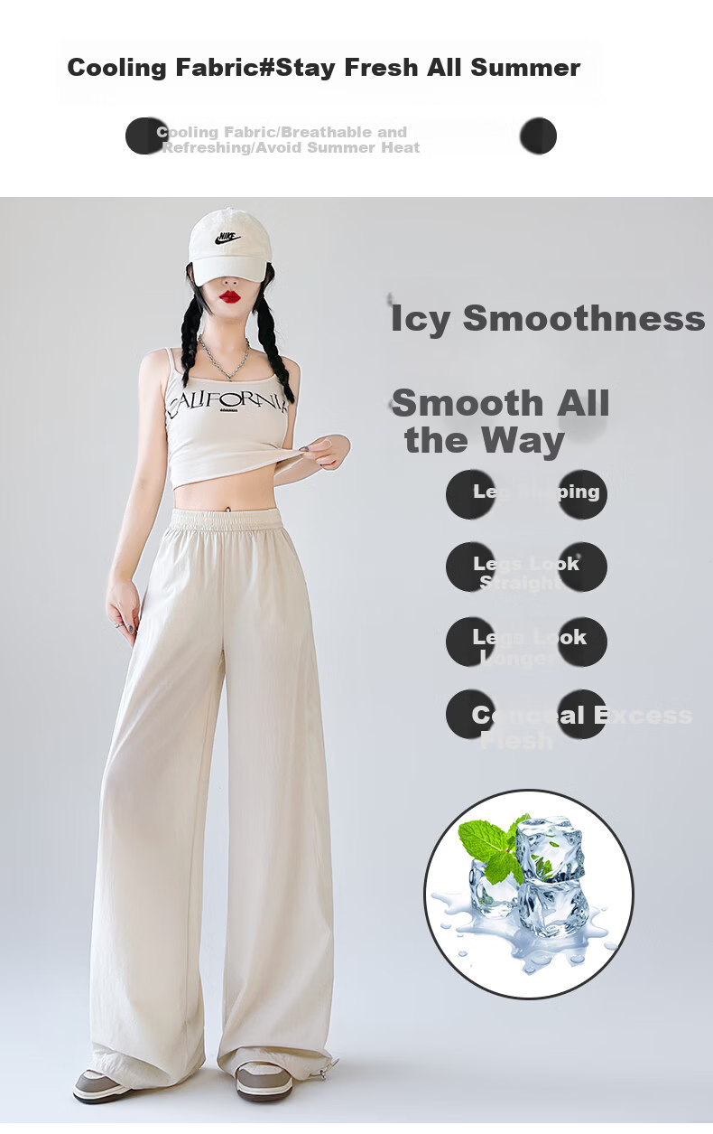 La Chapelle Women's Cargo Pants 2026 New Spring Summer Paratrooper Lightweight Ice Silk Quick-Dry Wide-Leg Drawstring Sports Trousers 13