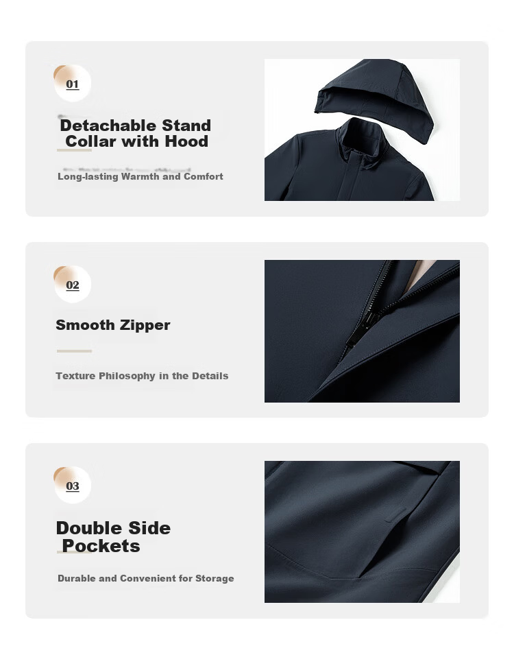 MONTAGUT Men's Jacket Hooded Removable Mulberry Silk Modal Autumn Water-Repellent Wrinkle-Free Windbreaker 10