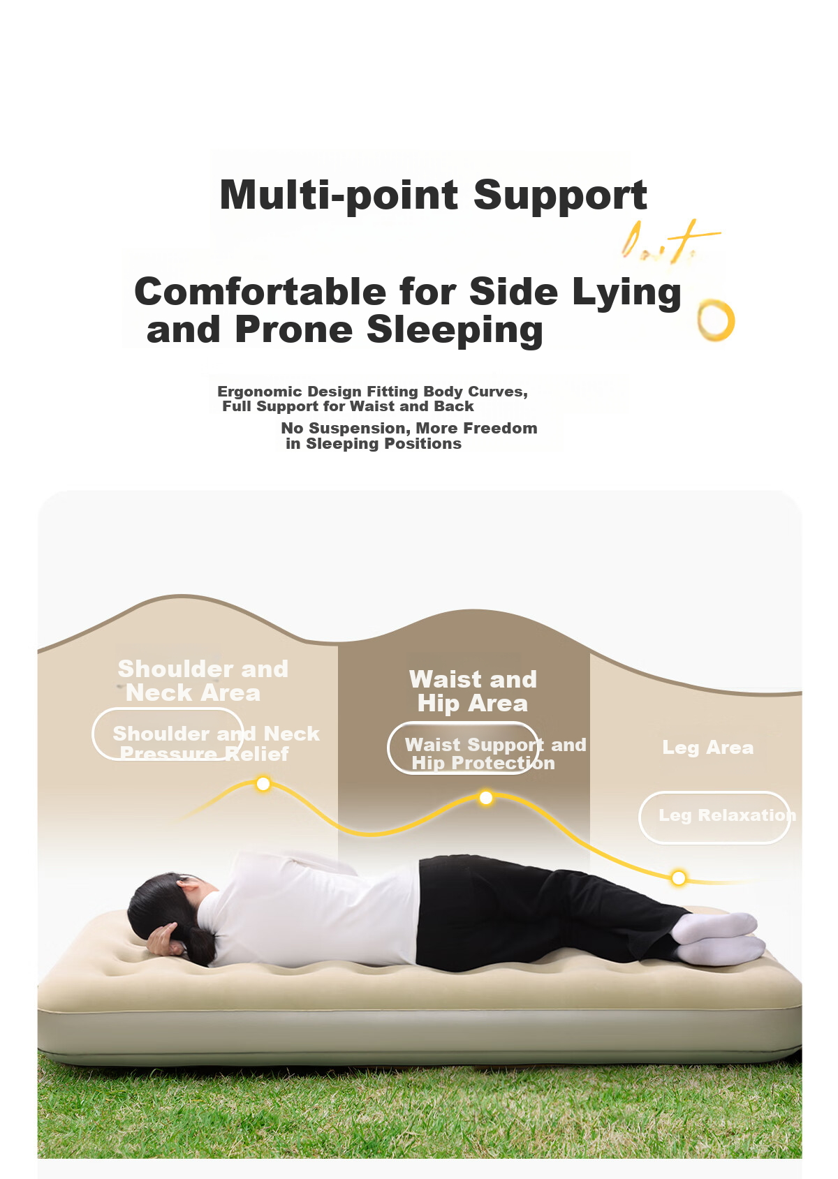 CAMEL Camping Self-Inflating Air Mattress Tent Lazy Mat Outdoor Sleeping Pad Single Home Floor Air Bed 6278 6