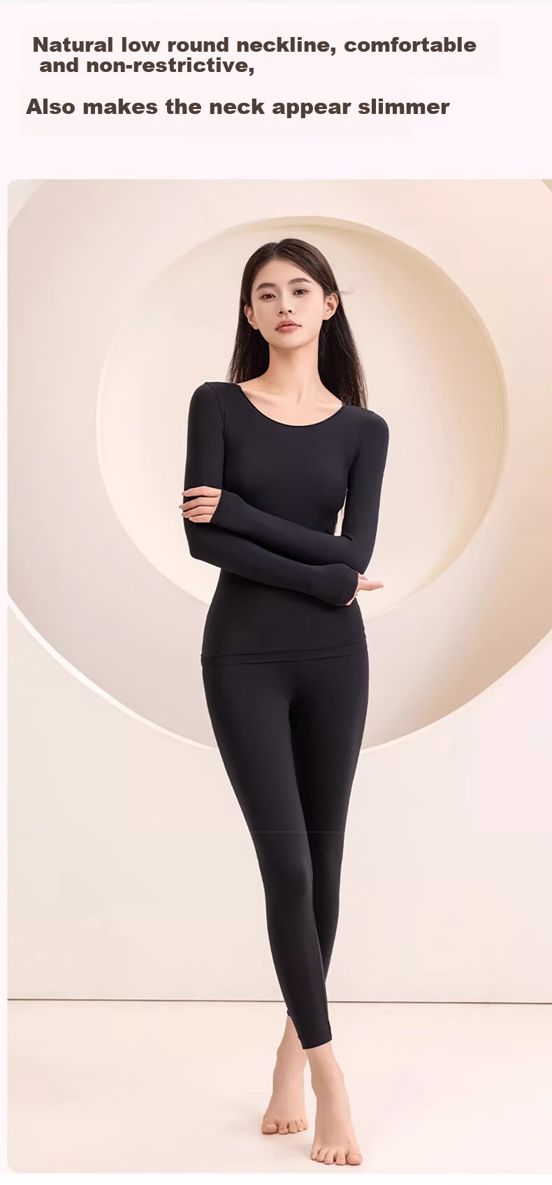 BOPRUIEY Hyaluronic Acid Thermal Underwear Women Seamless Ultra-thin Invisible Mask Base Layer Moisturizing Autumn Top and Bottom Set 6