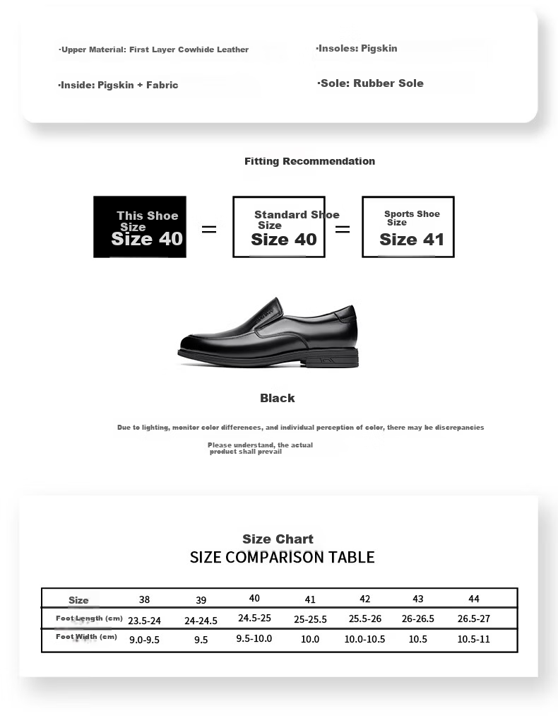 LAORENTOU Men's Business Casual Leather Shoes Spring Autumn Soft Sole First Layer Cowhide Formal Wedding Shoes Dad Shoes LA299 Black Size 39 3