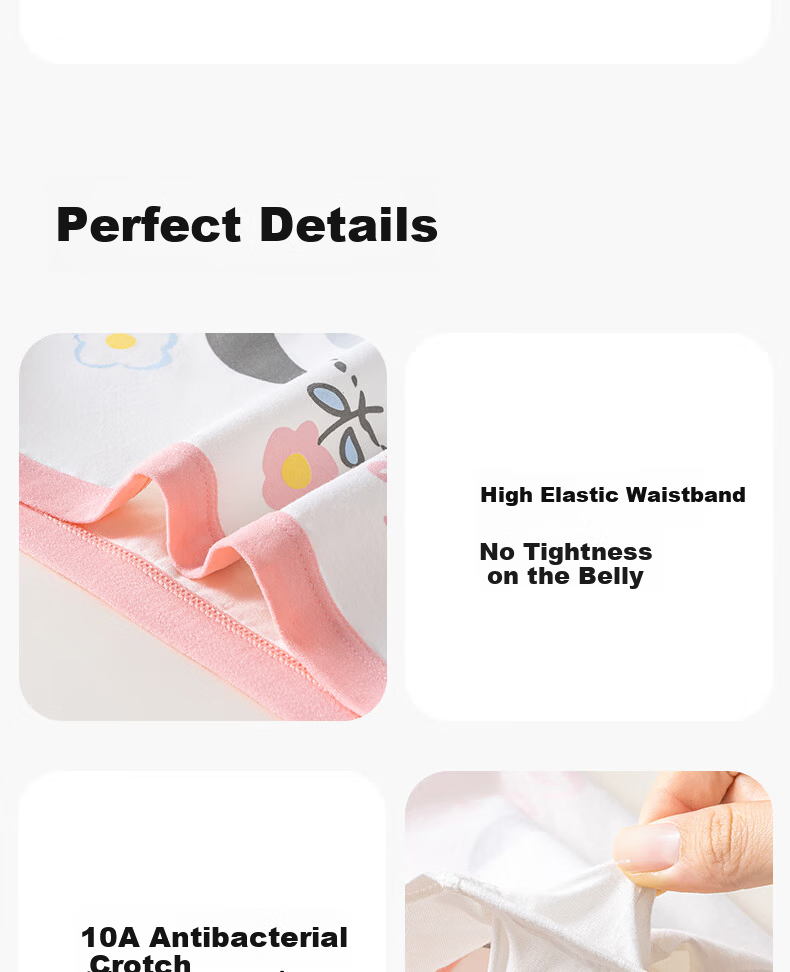 Hodo Kids Girls' Cotton Antibacterial Boxer Briefs Developmental Stage Pink Cute Panda 160 13