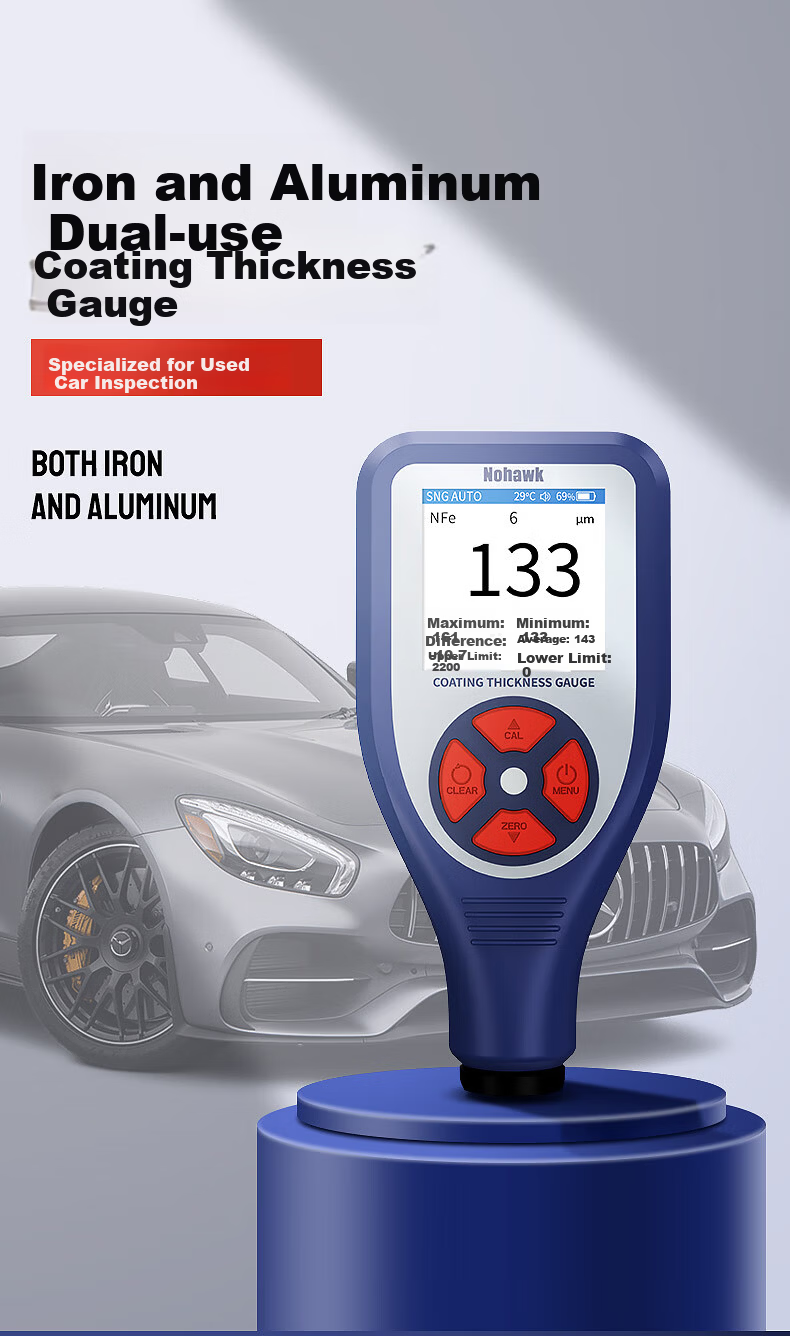Nohawk NT-2S Coating Thickness Gauge for Paint Film Measurement on Iron and Aluminum Substrates (Color Screen, Lithium Battery, Storage) 3