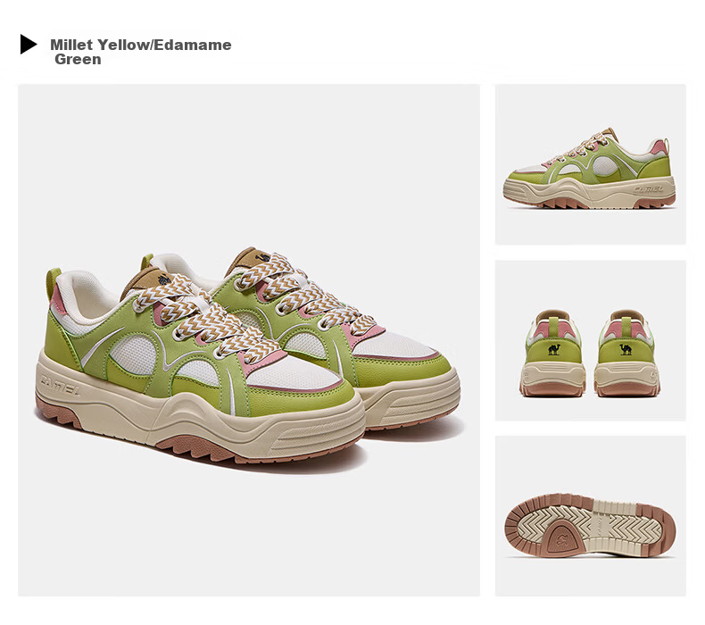 CAMEL Moon White 2nd Generation Casual Low-Top Sneakers Durable Sports Shoes for Women K26BX5L2065 Millet Yellow/Green Size 37 17