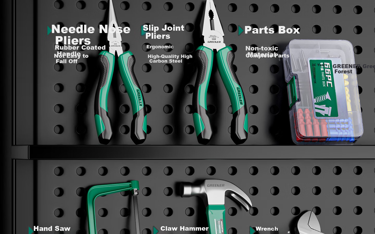GREENER Household Toolbox Set Electrician Carpenter Telecom Repair Hardware Hand Tool Set 123 Pieces 21