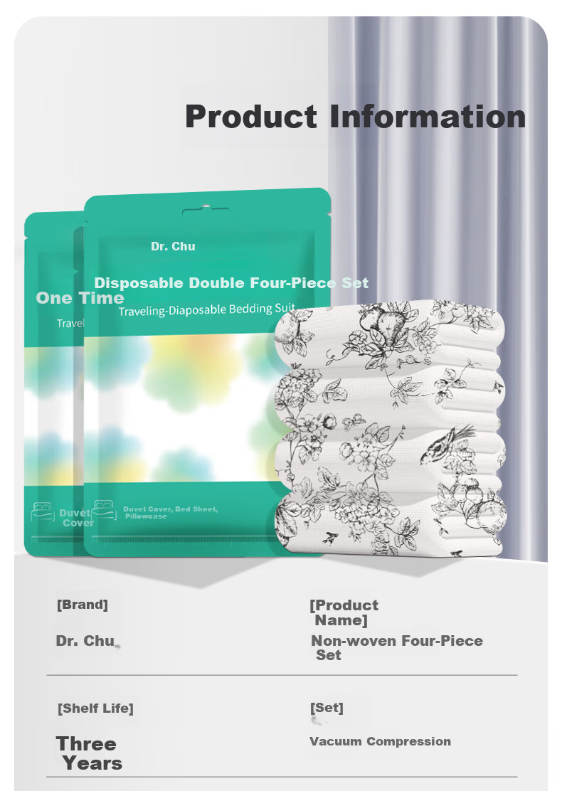 CHUYISHENG Disposable Bedding Set, Four Pieces, Soft And Thick, Includes Bed Sheet, Duvet Cover, Pillowcases, Travel Bedding Set, Three-Piece Set, Hygienic Protectio 11