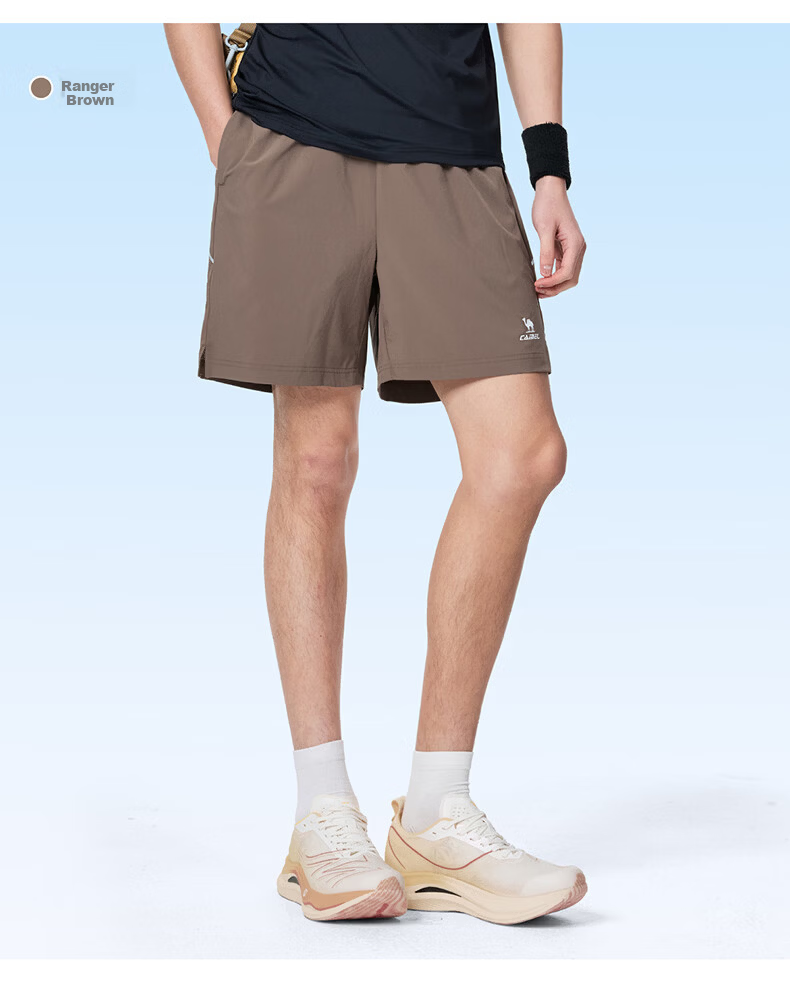 CAMEL Quick-Dry Men's Sports Shorts Ice Cooling Sun Protection Antibacterial Running Pants C16BA6L6067 Ranger Brown XXXL 4
