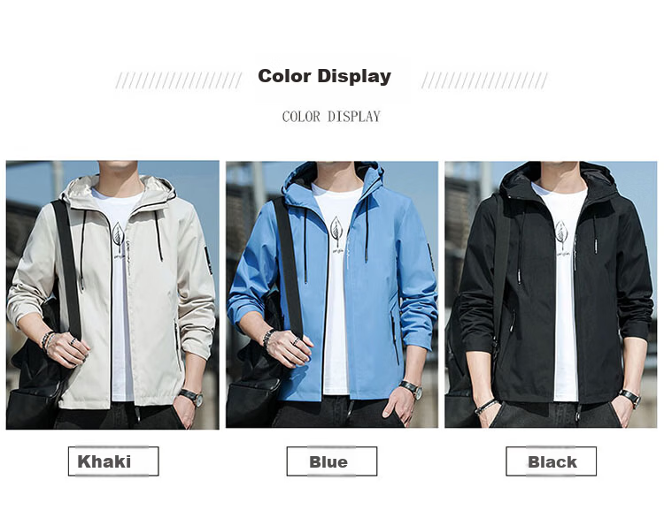 TUCANO Men's Spring Autumn Jacket Casual Workwear Hooded Loose Fit Black XL 5