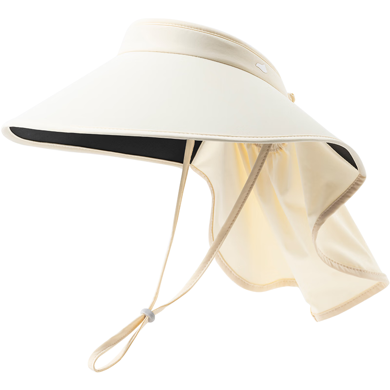 FANCET Women's Summer Wide Brim Face and Neck Cover Sun Hat UV Protection Black Coated Heat Insulation Open Top Sunshade Hat