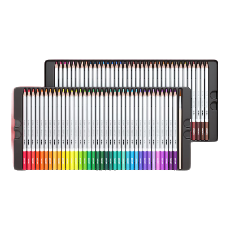 Deli [Back to School Stationery] Colored Pencils Master Set, 72 Colors in Metal Box, Water-Soluble Colored Pencils for Art Students' Hand-Drawn Coloring And Painting (With Brush), Girls' Children's Colored Pens for School