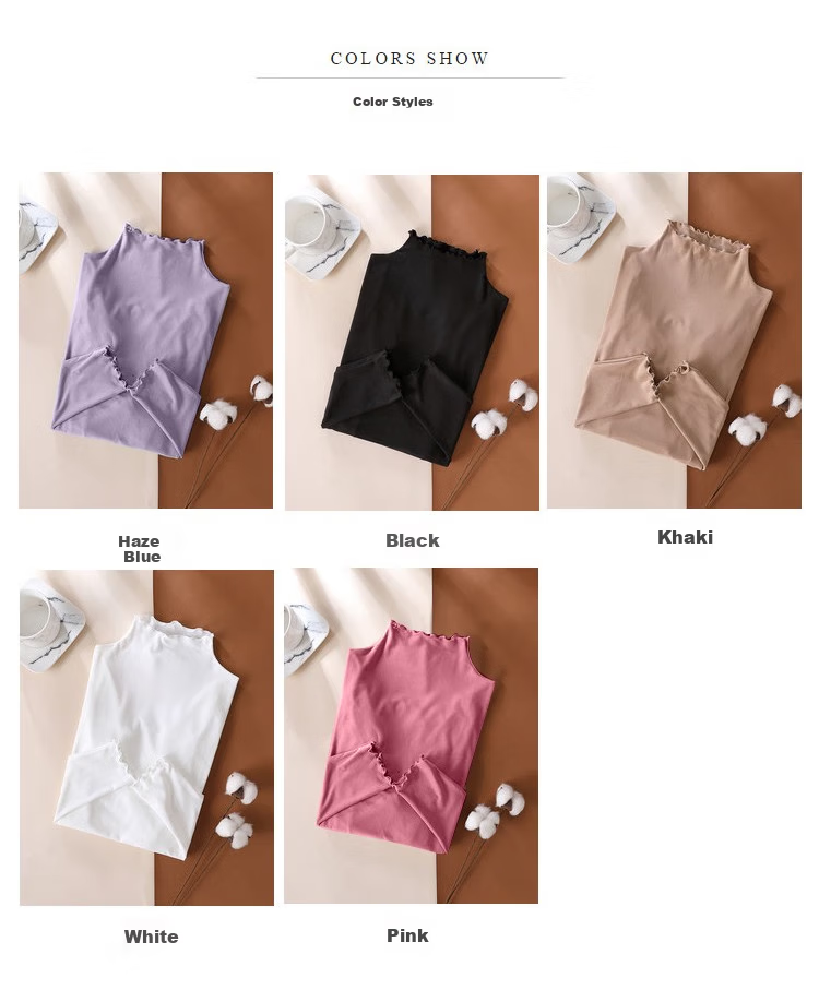LangSha Women's Base Layer, Semi-Turtleneck Style, Basic Undershirt, Ladies' Long-Sleeve Ruffle Collar, Slim-Fit High-Elastic Top 1