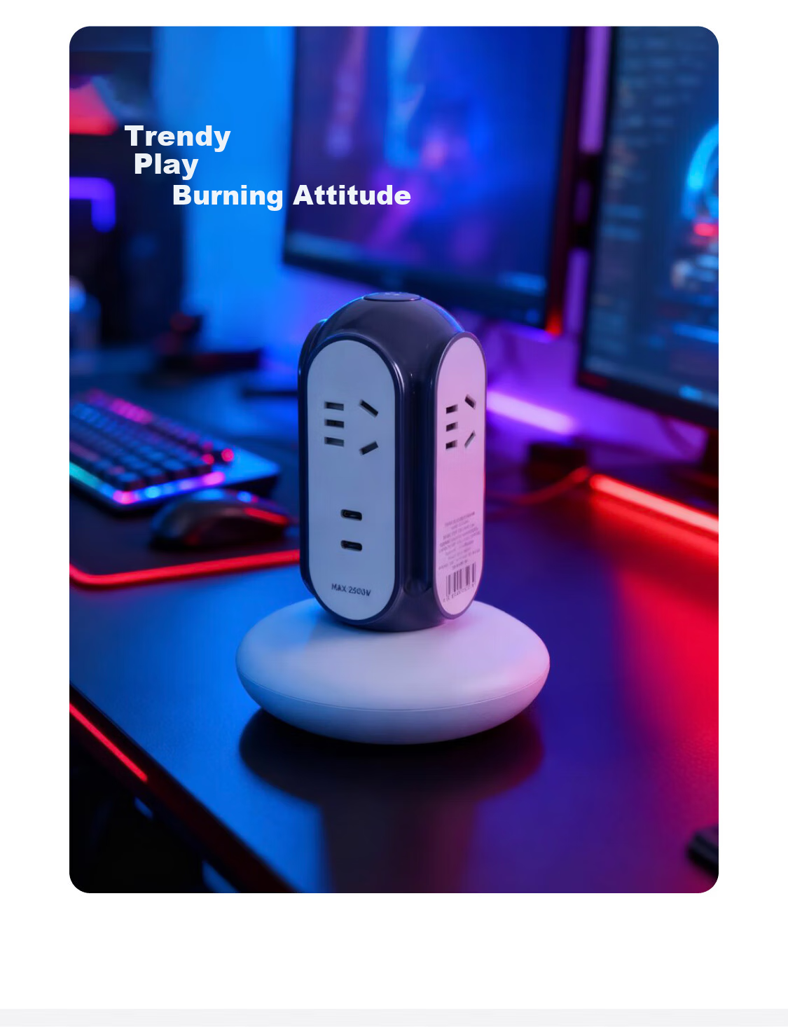 MIAOLAB Vertical Power Strip Socket 30W Fast Charging Type-C Desktop Office Extension Cord GaN Charger USB-C Compatible for Apple Huawei Xiaomi 22