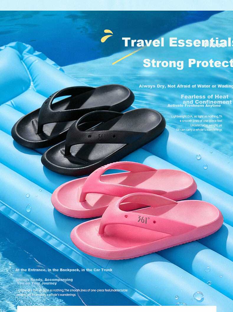 361° Qihang Men's Summer Flip Flops Non-Slip Wear-Resistant Outdoor Beach Sandals Men's Shower Bathroom Slippers 9