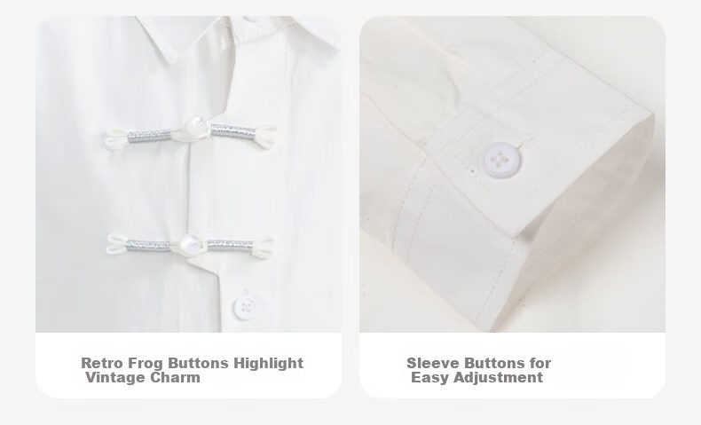 Luomeng Children's Chinese-Style Jacket, New Traditional Boys' Shirt, Versatile Spring And Autumn Bamboo Casual Shirt for Boys, White, Size 140 10