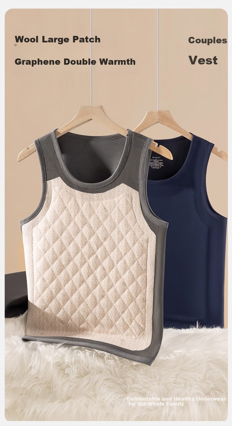 Caiyue Women's Thermal Vest Graphene Thickened Wool Patch Innerwear Autumn Winter Cold-Resistant Heating Vest Base Layer Shirt 2