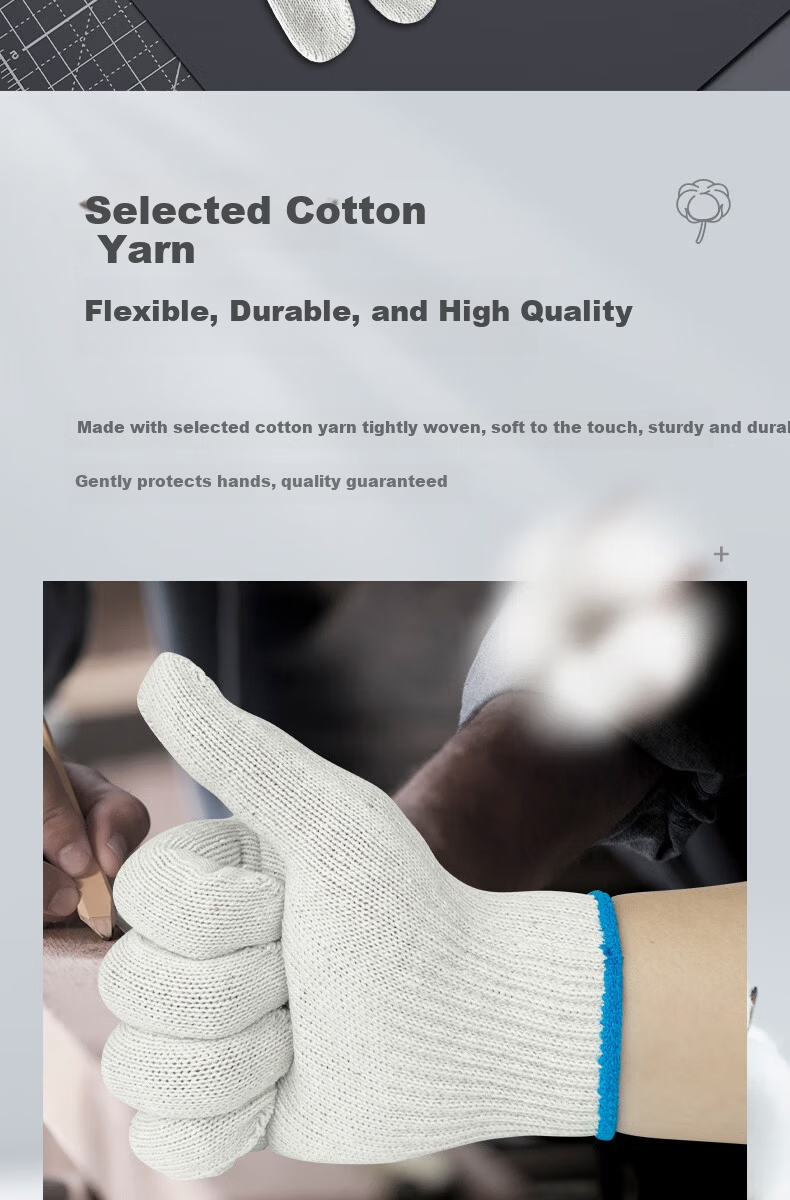 Huixiang JD Industrial Private Brand Cotton Thread Labor Protection Gloves 500g/Pack 600 Pairs Workwear Durable Anti-Slip Construction Work Warm Gloves [Full Weight Guaranteed] 3