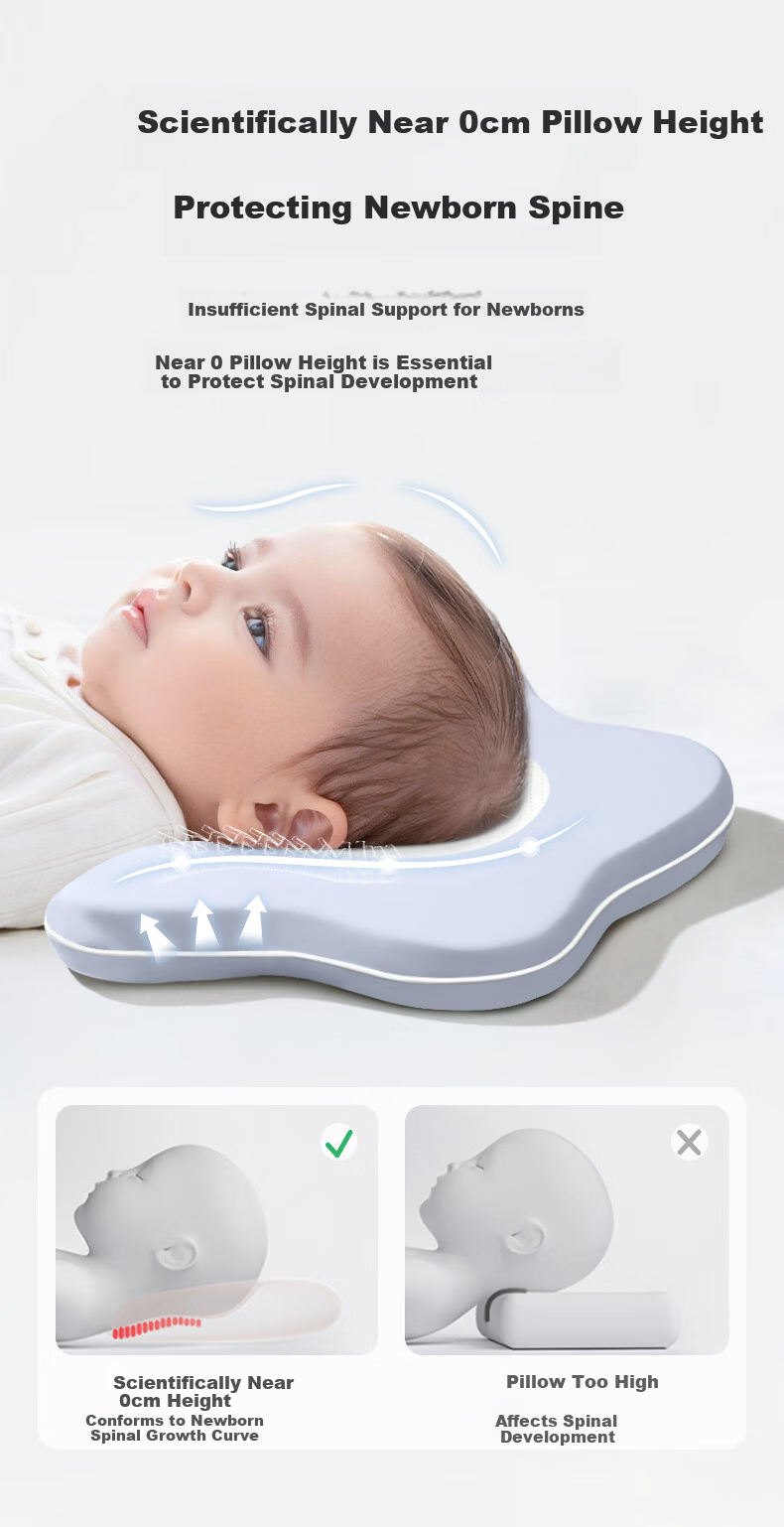 Baoshi Children's Pillow Baby Infant Silicone Shaping Pillow Breathable Newborn Washable Pillow 0-6-12 Months Pink-Blue 4