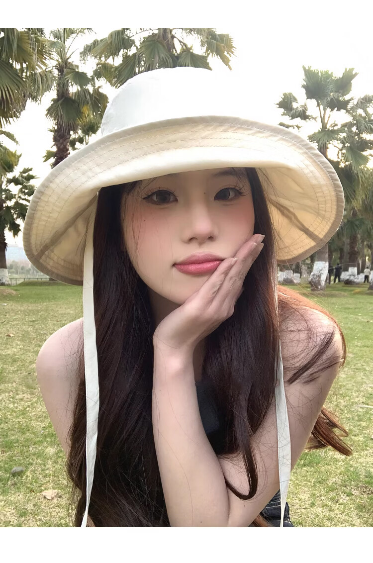 Xueqiman Women's Summer Sun Protection Hat Large Brim Sunshade Hat Face Slimming Natural Look UV Protection Quick-Dry Bucket Hat 18
