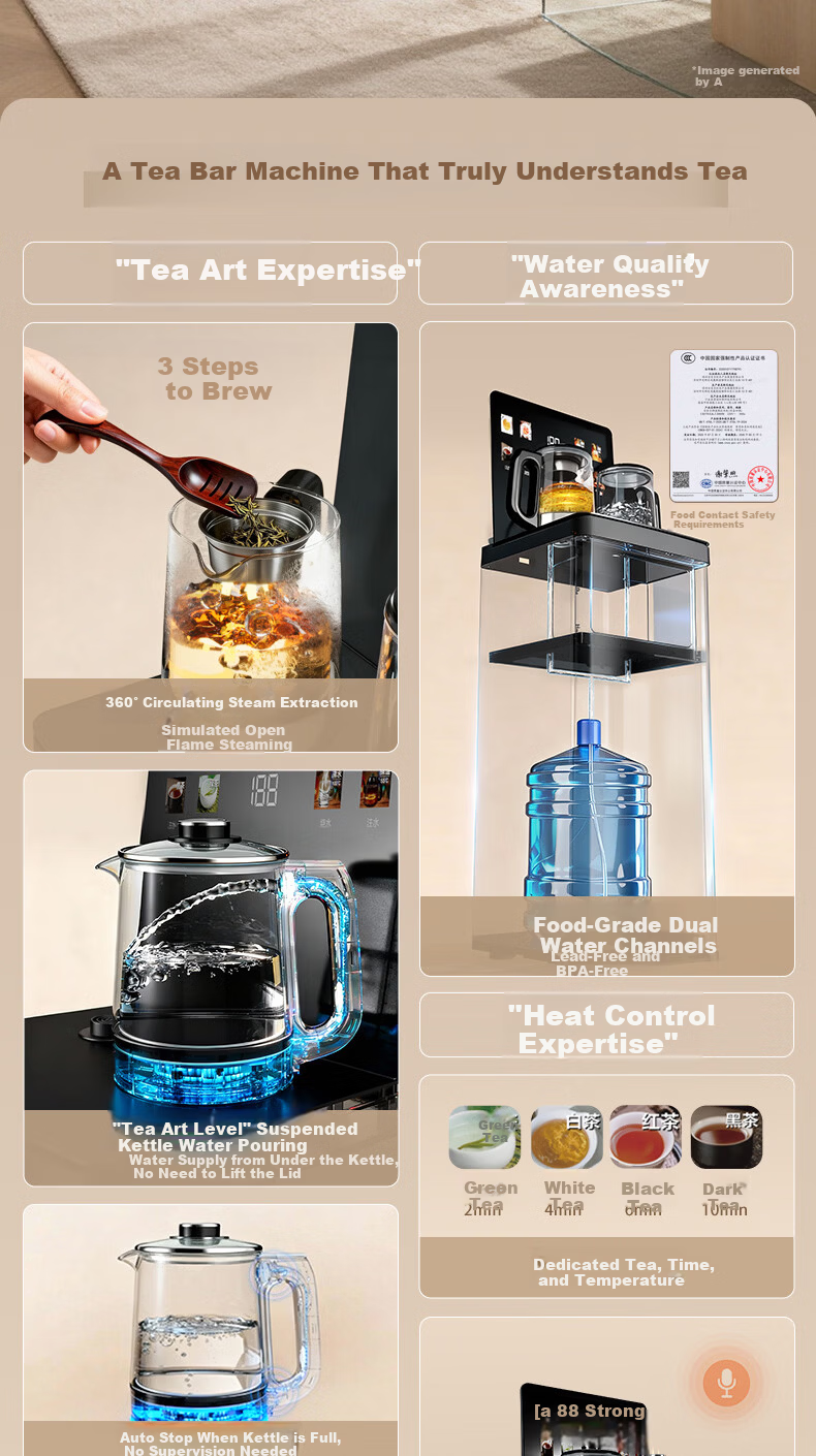 Angel Home Tea Bar Machine High-End Living Room Smart Voice Control Anti-Overflow and Dry-Burn Protection Bottom-Load Water Dispenser Constant Temperature Health Preservation Stewing Kettle Integrated 3