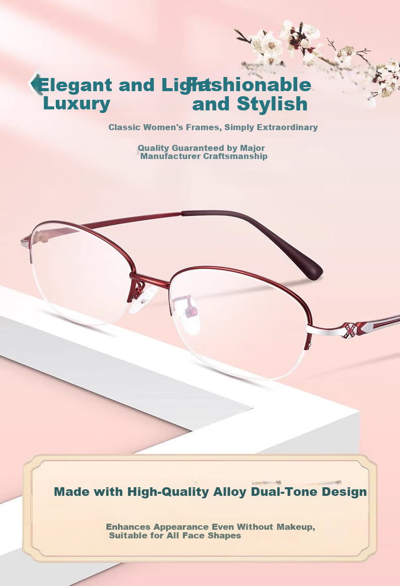 GOGOSOON Women's Anti-Blue Light Reading Glasses High-End Authentic Fashionable Presbyopic Glasses for Middle-Aged and Elderly Back to School 1