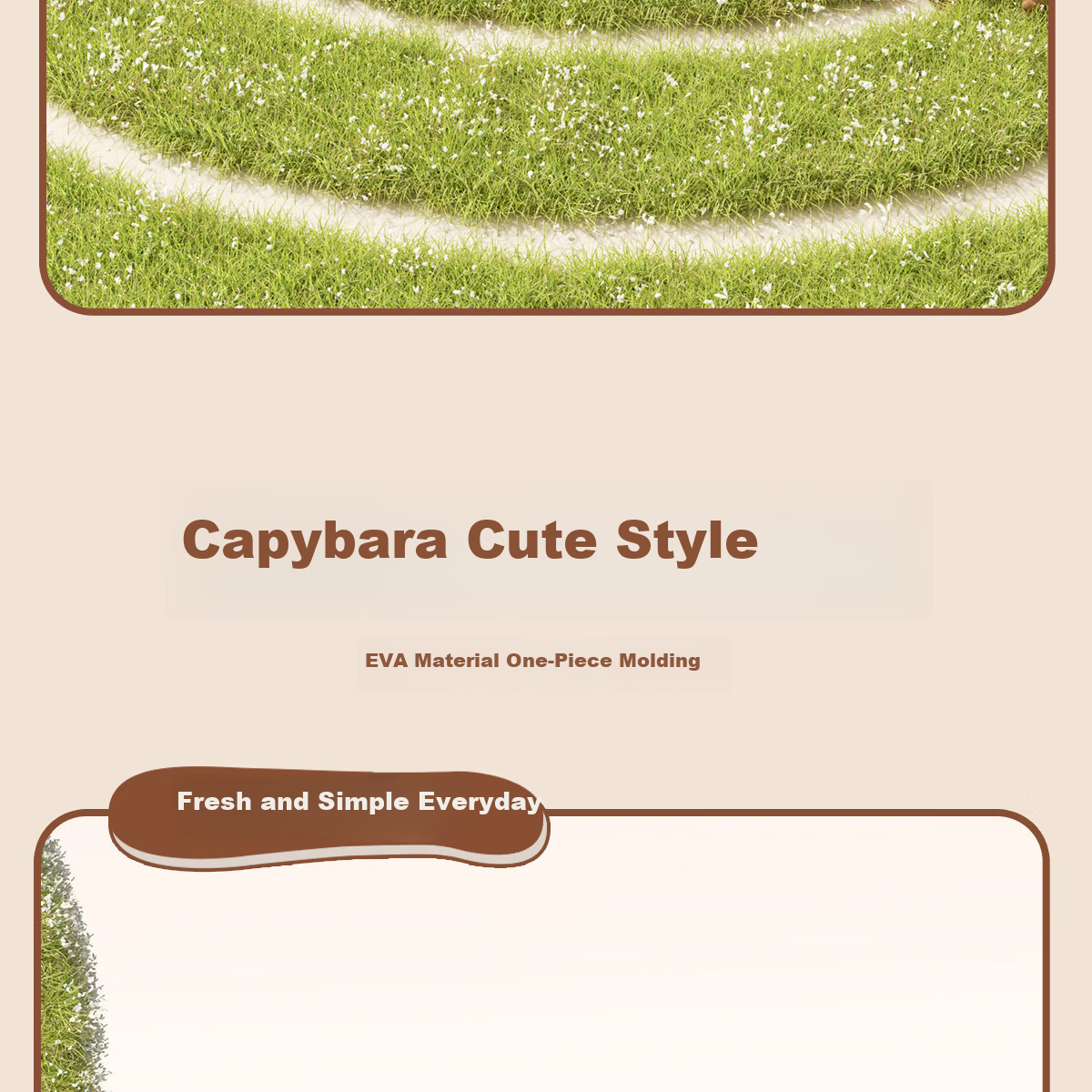 CXOCSI Capybara Parent-Child Slippers Women's Home Non-Slip Outdoor Wear Children's Cartoon Men's Sandals Khaki Size 42-43 9