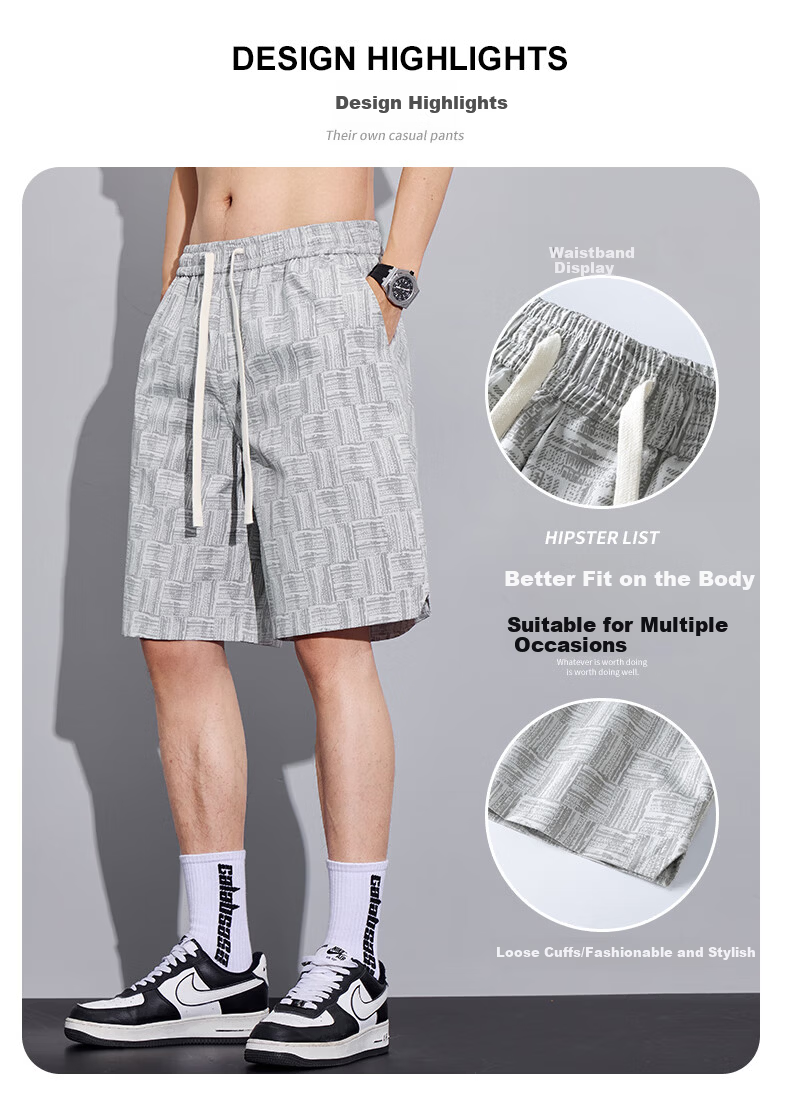 Mark Fairwhale Men's Summer Casual Shorts Mid-Length Five-Point Lightweight Breathable Quick-Dry Sports Pants Black 4XL 2