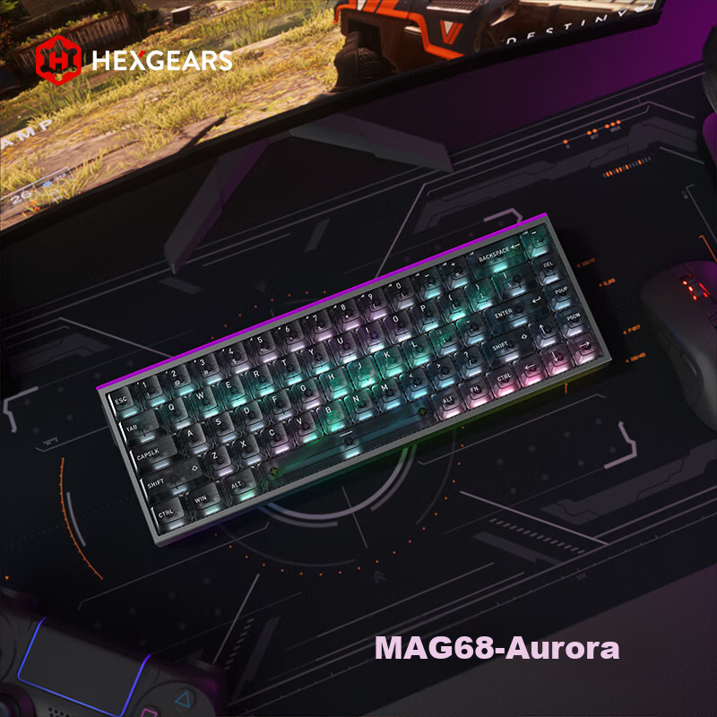 Hyeku MAG68 Magnetic Axis Custom Mechanical Keyboard Wired Hot-Swappable Aluminum Alloy 68-Key Kailh Glutinous Rice Switch Aurora RT Mode
