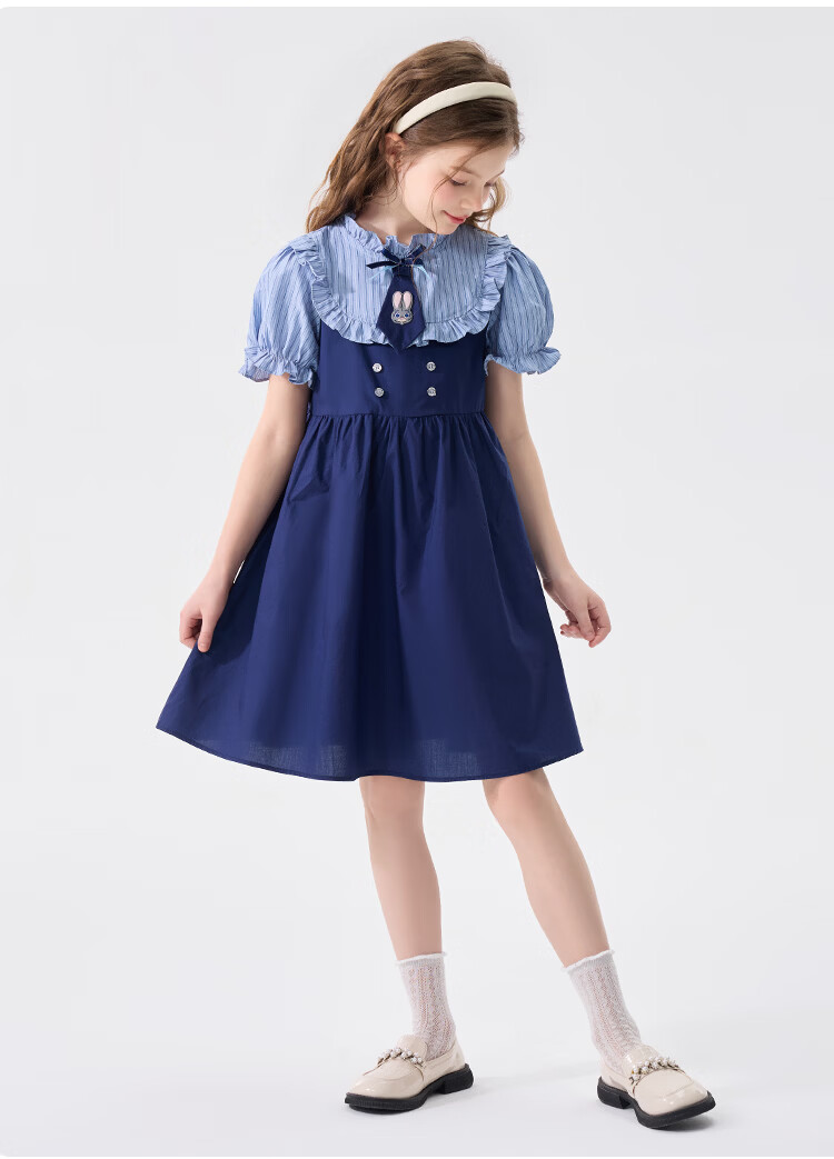 Disney Girls Bunny Police Officer Dress Children's Summer 2026 New Stylish Little Girls Two-Piece Princess Dress 11