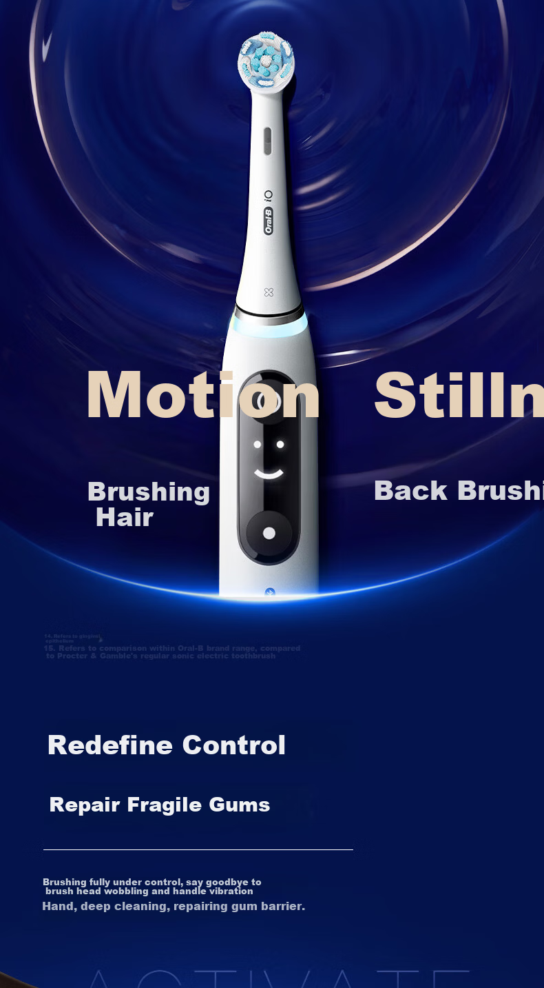 Oral-B Germany Imported Adult Smart Electric Toothbrush iO7 Professional All-in-One White Brush Heads*7 Deep Cleaning Gum Care JD Self-operated Hot Sale Couples Gift 5