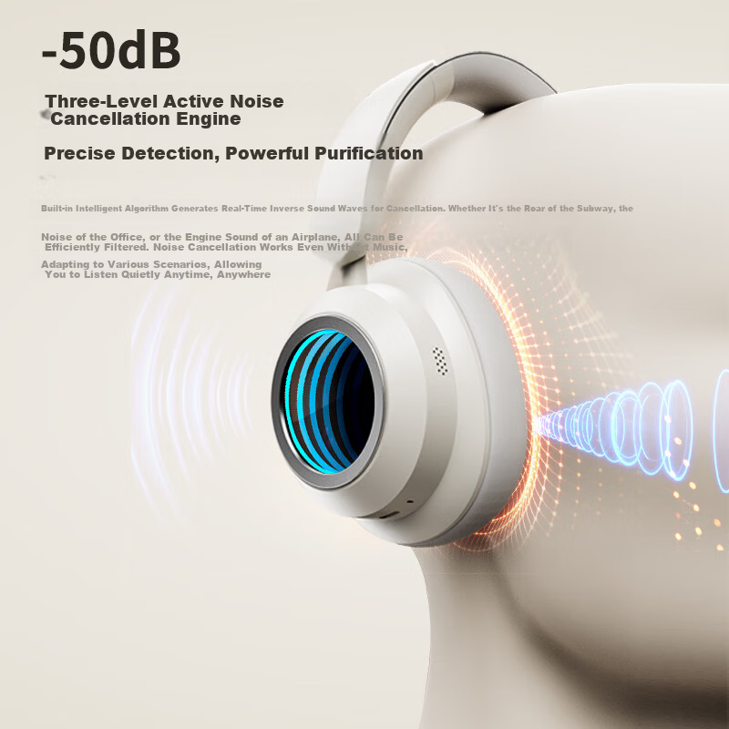 ENKOR EM9 Over-Ear Bluetooth Headphones Active Noise Cancelling 2026 Latest Wireless Music Wired Computer Gaming Deep Abyss Mirror RGB Lighting Ultra-Long Battery Life