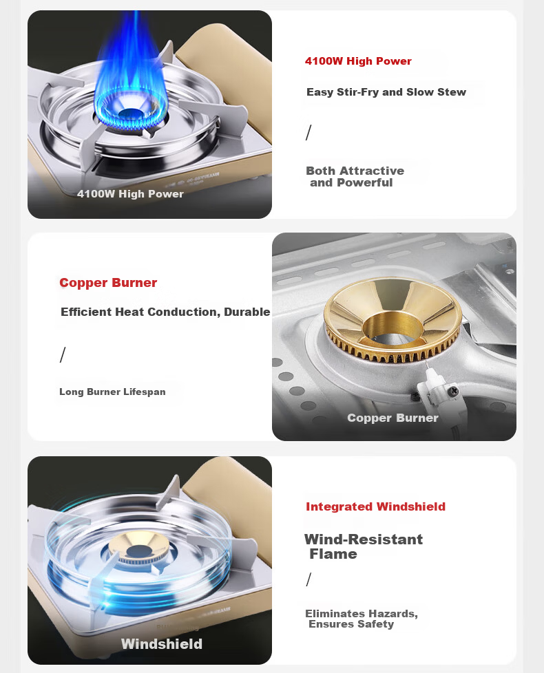 Jinyu Portable Cassette Stove Windproof Explosion-Proof Gas Cooker Outdoor Camping Magnetic Stove High-Power 4.1KW Gas Burner 3