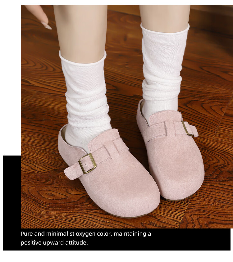 HUANQIU Women's Thick Sole Birkenstock Style Slip-On Lazy Shoes 2026 New Spring Summer Half Toe Mules with Skirt Single Shoes 5