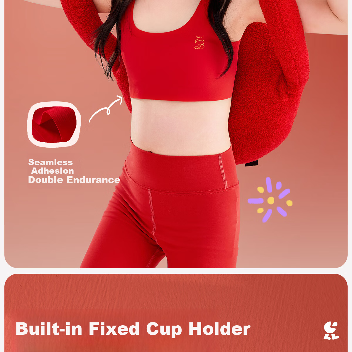 COCO SMART Girls' Red New Year Underwear Set Youth Development Bra Vest Children's Teen Gift 12